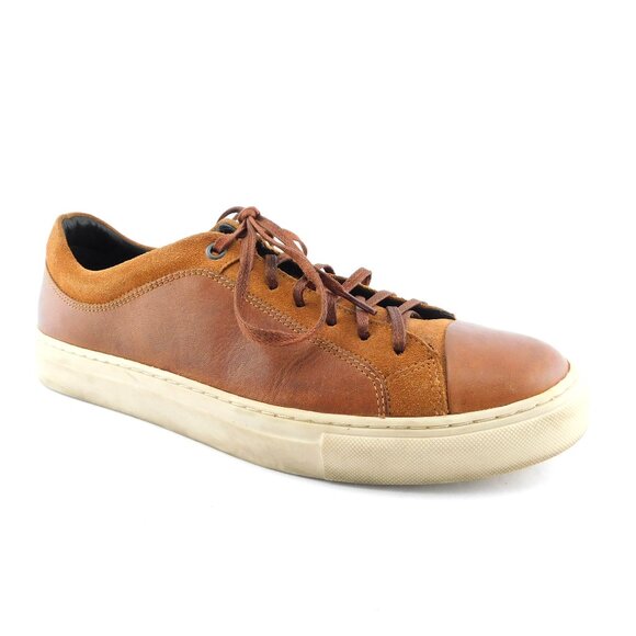 DONALD PLINER Brown Lace-up Leather Sneakers 9 - Picture 1 of 7